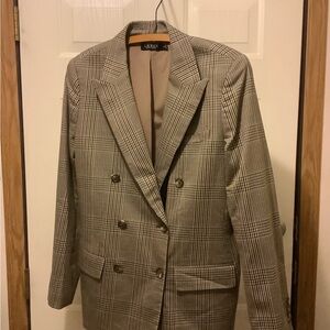 Ralph Lauren 2 Piece Double-BreastedBlazer and Trousers in Black and Brown Plaid